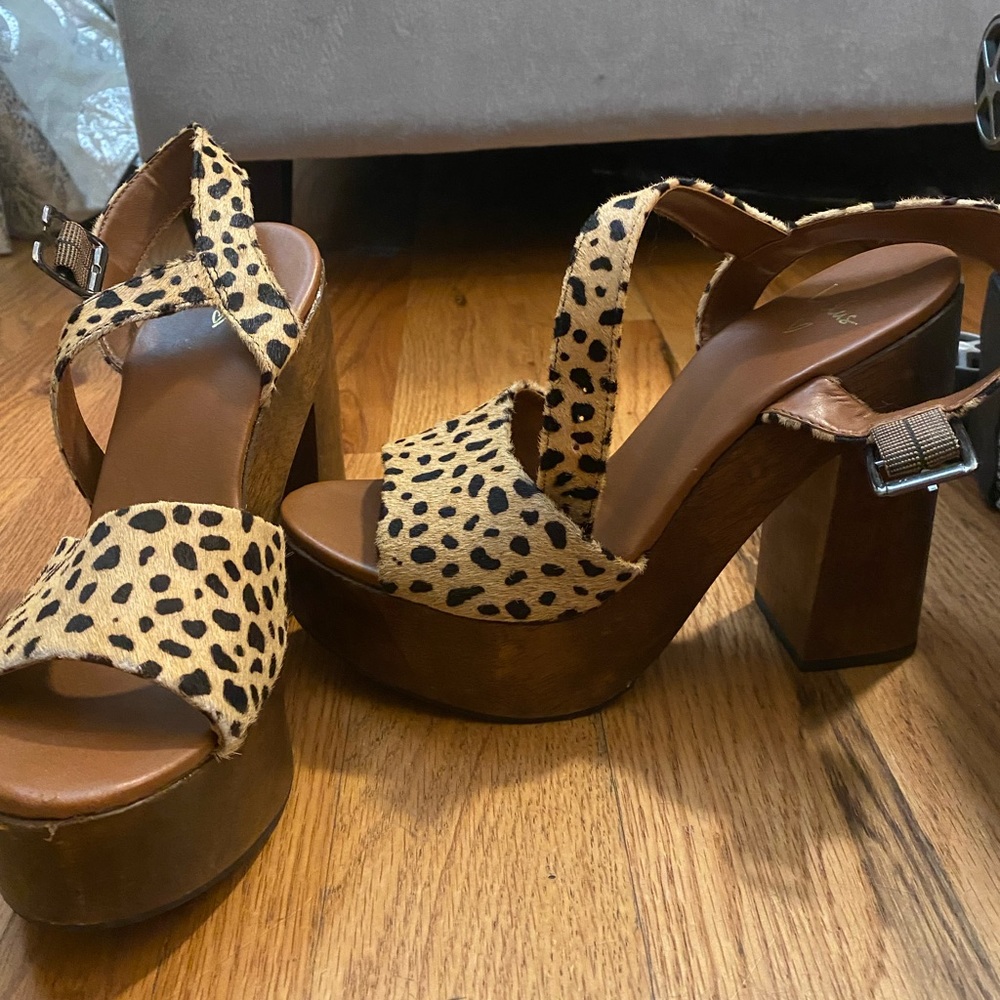 Lulu clog cheetah heels